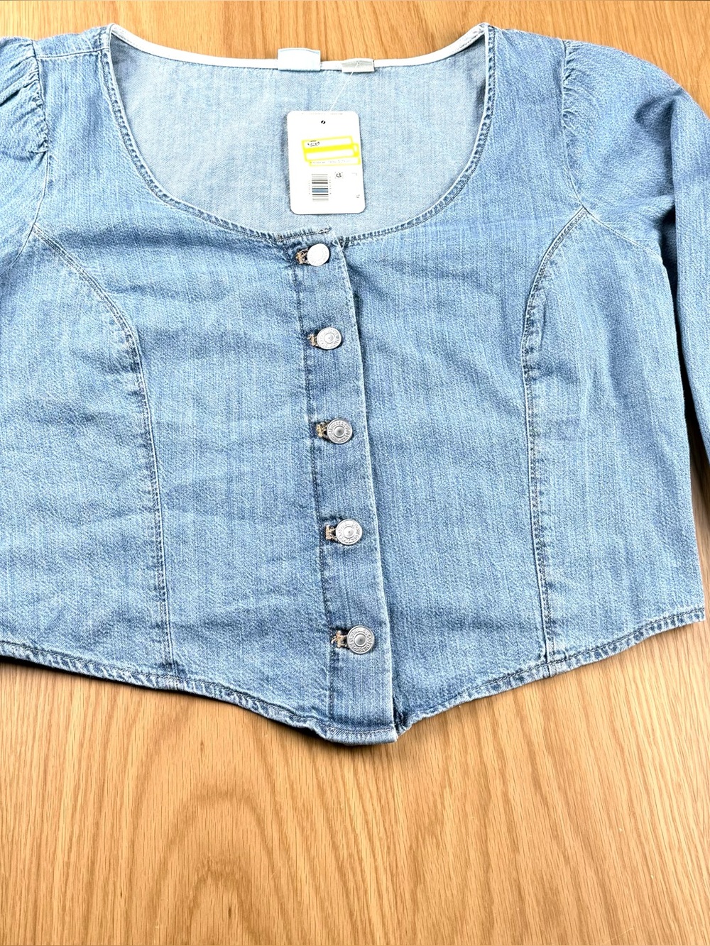 Levi's Women's Daryn Corset Long Sleeve Blouse blue wash,  XL -A5966-0000